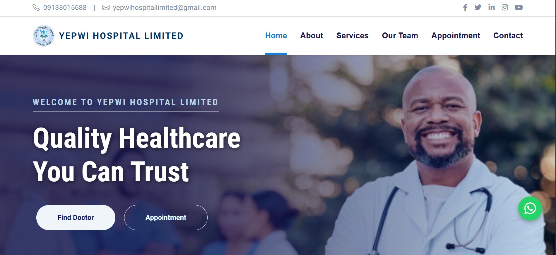 Yepwi Hospital Website Preview